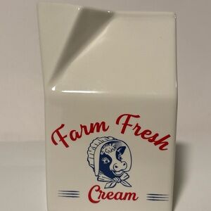 Farm Fresh 5” Ceramic Milk Carton Cream Dispenser By Mad Engine New